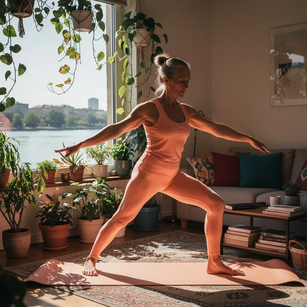 Edző, aki online bemutatót tart a helyes testtartás javítására.