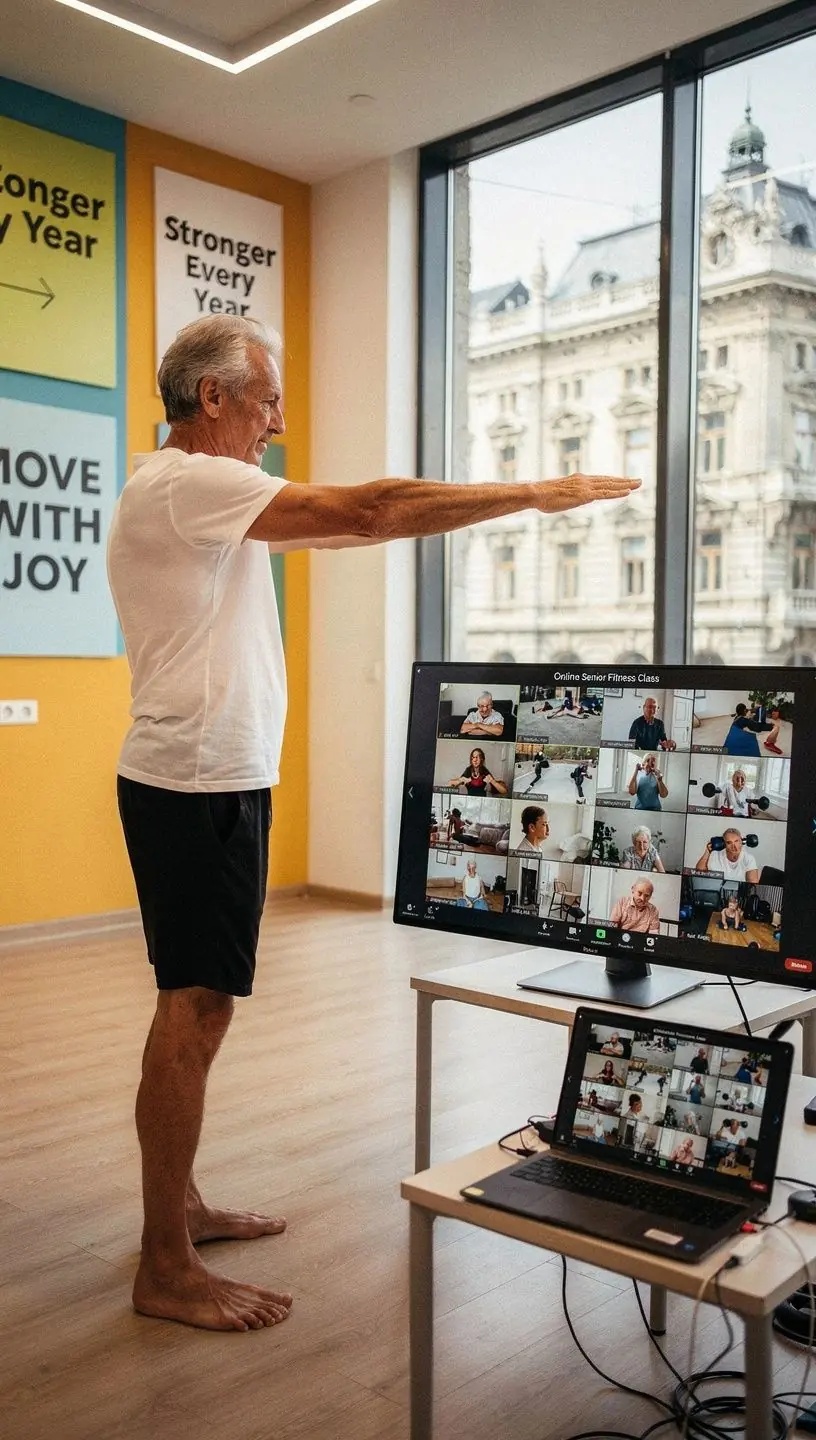 Progresszív ellenállásos edzés, ahol a résztvevők helyes testtartásra figyelnek.